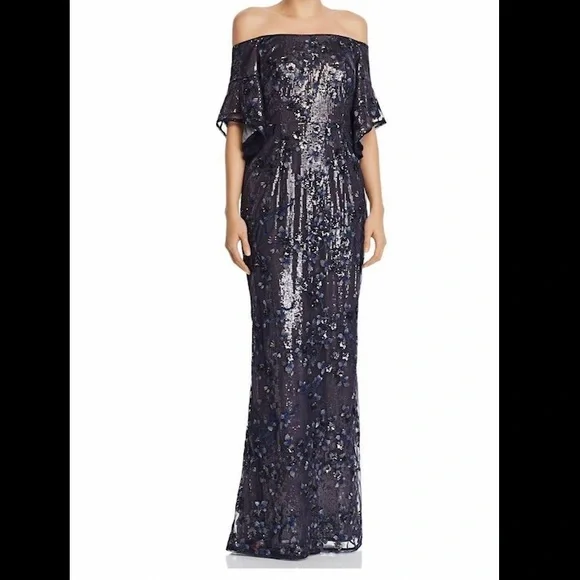 aidan mattox blue sequin dress Aidan Mattox